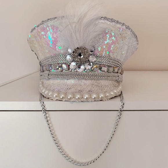 ❤️SOLD❤️ Handmade Festival Bling Captain Hat - Picture 3 of 9